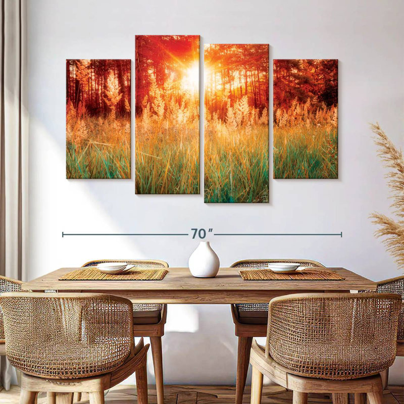 Harnek coucher de soleil avec de l'herbe, H 42 po x l 68 po