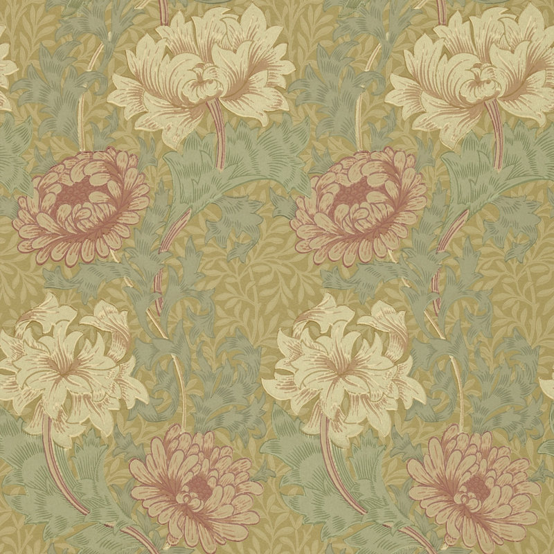 Chrysanthemum 10.05m x 52cm Matte Wallpaper Roll, Green