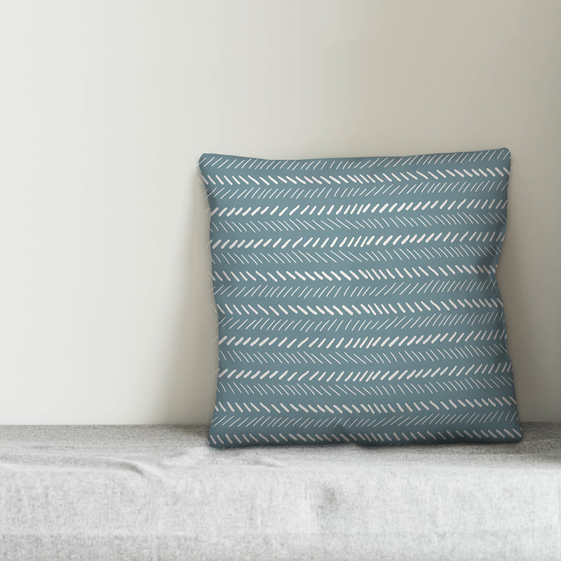 Chevron Throw Pillow, 18" x 18", Blue/White Geometric 1