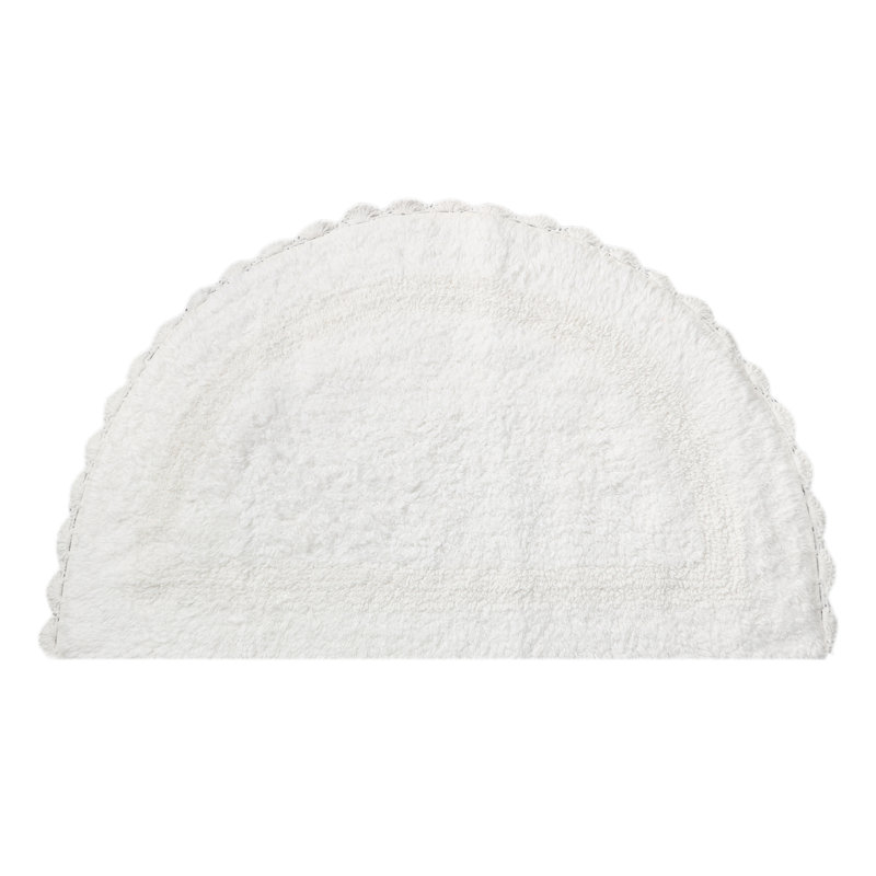 Tapis de bain demi-cercle en dentelle crochetée, Blanc
