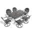 Ensemble de salle à manger 7 pièces en fonte d'aluminium toutes saisons, comprenant 6 chaises pivotantes et une table rectangulaire avec cadre noir pour l'extérieur-1193428329