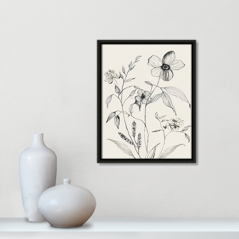«Petal Harmony I Print» par Asia Jensen, Toile encadrée flottante espresso, Non, H 15,5 po x l 12,5 po x P 2 po
