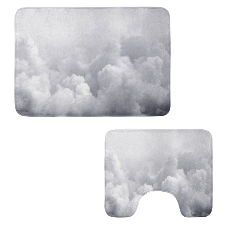  Tapis de salle de bain gris 2 pièces