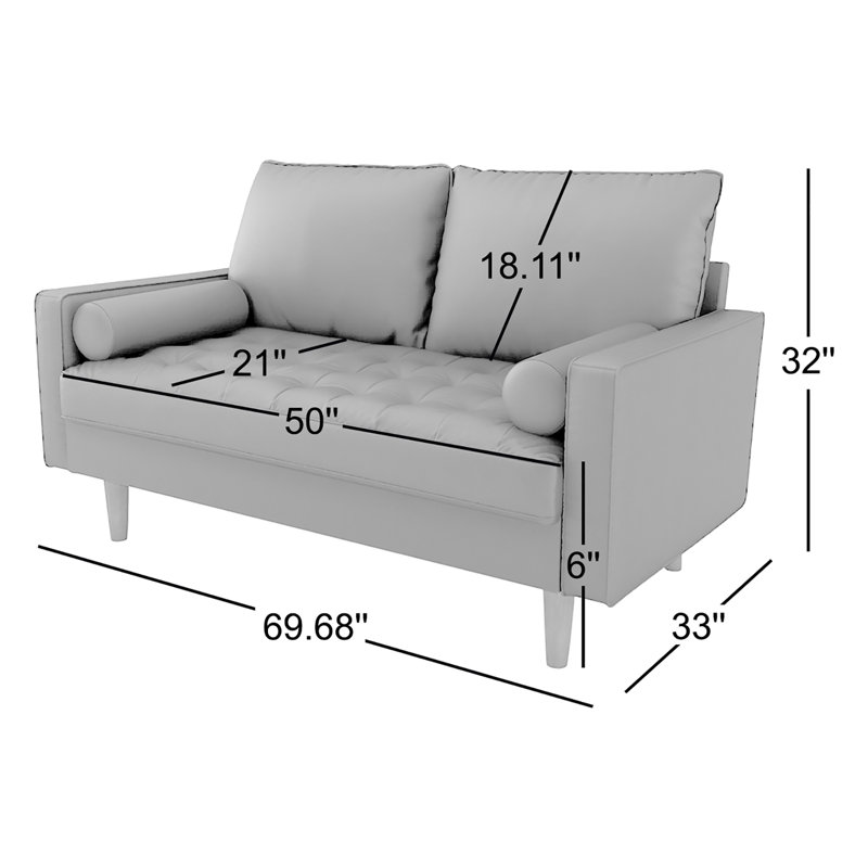 Amella 69.68'' Faux Leather Loveseat, Black