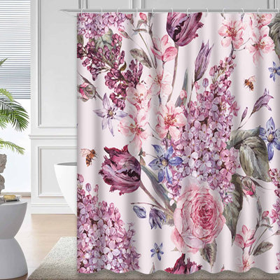 Rideau de douche imperméable avec 12 crochets Shabby Garden