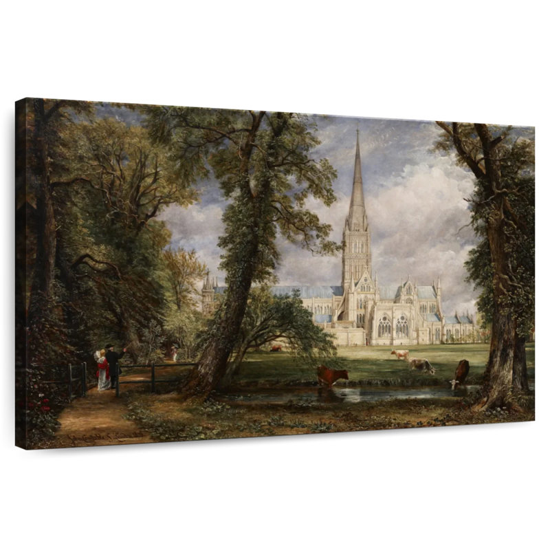 Cathédrale Adella Salisbury depuis le jardin de l'évêché, H 8 po x l 12 po