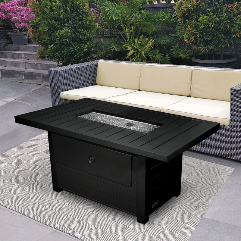 Serenity 50" Black Aluminum Gas Fire Pit Table
