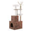 Arbre à chat avec bac à litière intégré, tour à chat de 145 cm de haut avec armoire de rangement, niche pour chat, hamac, griffoir en sisal, perchoirs moelleux et 3 jouets suspendus, marron vintage et blanc
