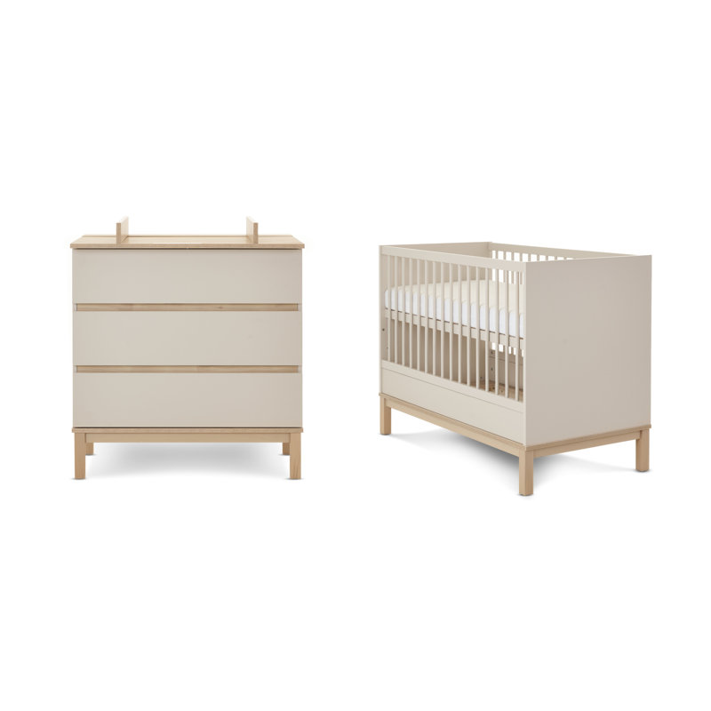 Astrid Convertible Mini Cot Bed 2 - Piece Nursery Furniture Set, Satin