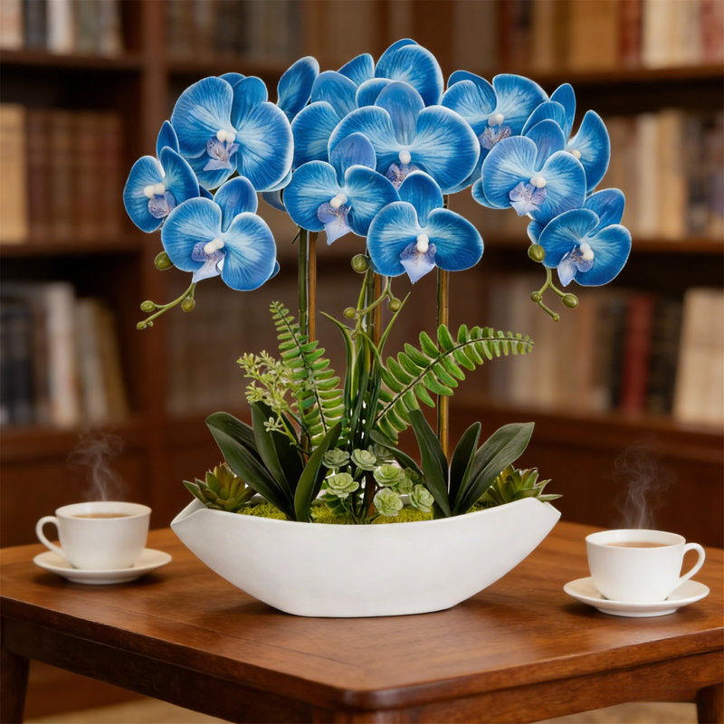 Arrangement floral artificiel, Bleu