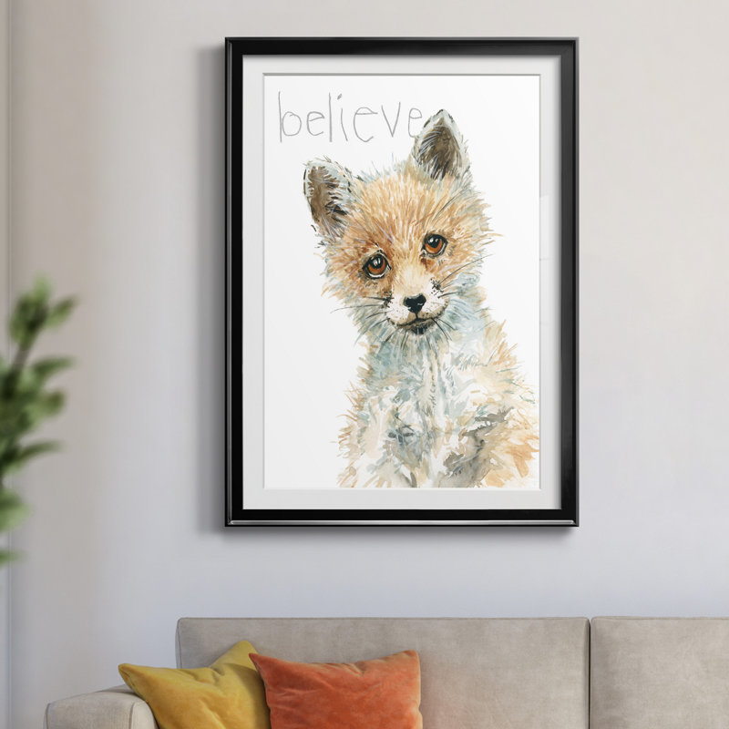«Forest Fur Baby Fox» par Carol Robinson - reproduction de cadre photo sur papier, Black Frame