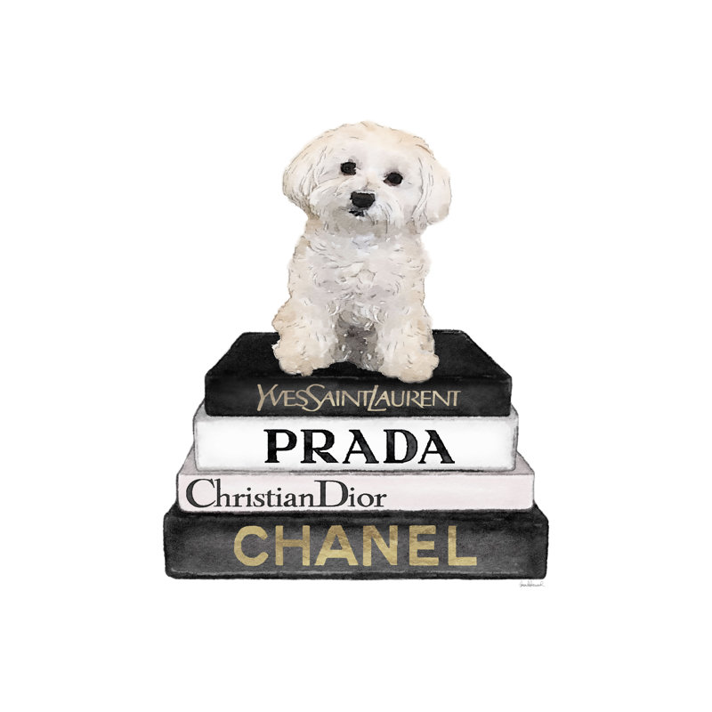 Bichon Frise Bookstack by Amanda Greenwood - Wrapped Canvas Art Prints, 91cm H x 61cm W