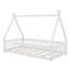 Lit simple en bois en forme de tente avec garde-corps-544387884