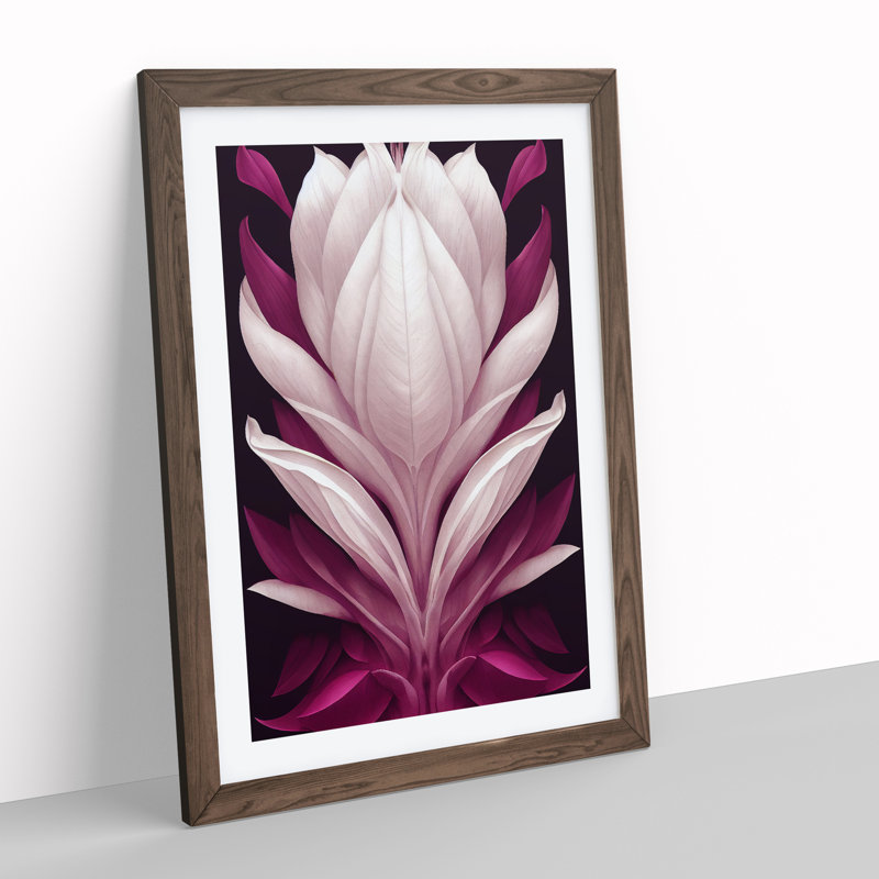Cheery Flower - Wall Art, 66cm H x 48cm W x 2cm D, Walnut Framed, White