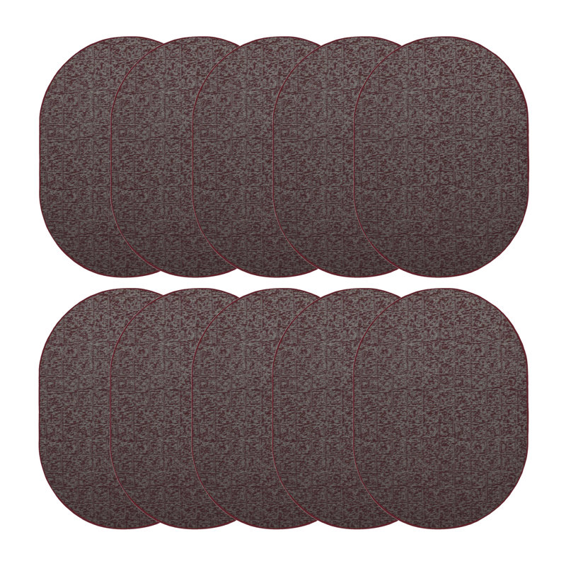 Ensemble de tapis intérieur / extérieur en nylon touffeté à la machine géométrique bourgogne, Ovale 2 pi x 3 pi
