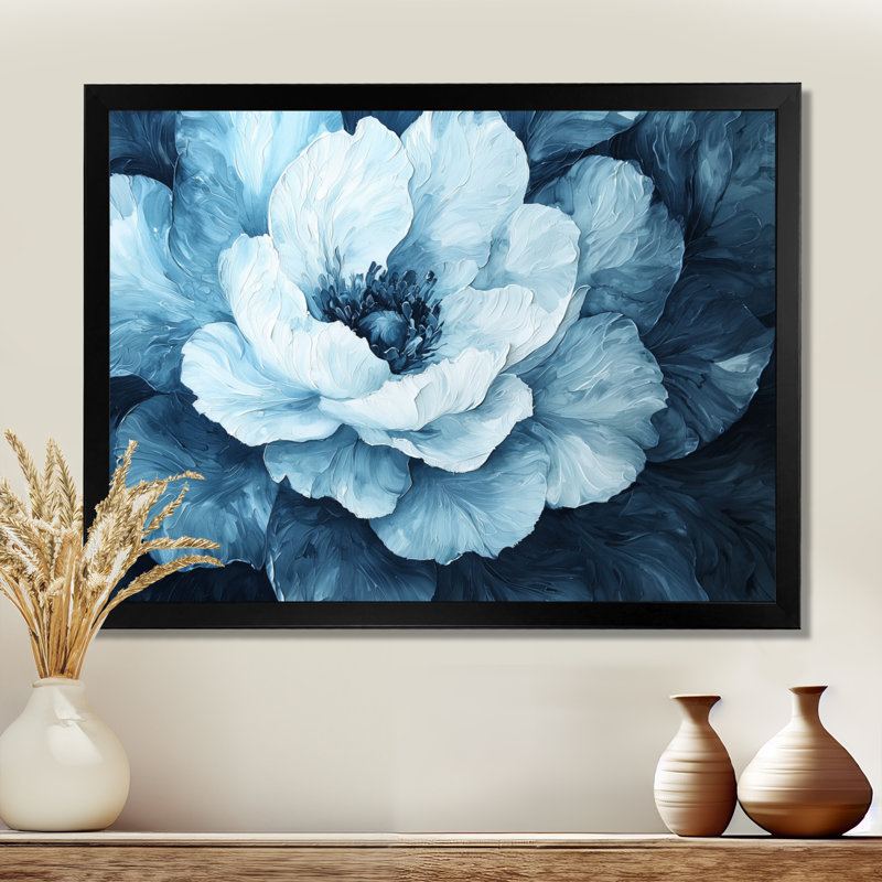 Radiant Symphony of Peony Under Water II - pivoine, art mural, H 12 po x l 20 po, Noir