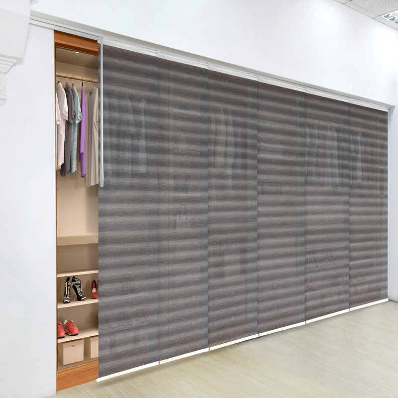 Ottoline Black 6-Panel Single Rail Panel Track Extendable 70"-130"W x 116"H, Panel width 23.5", White
