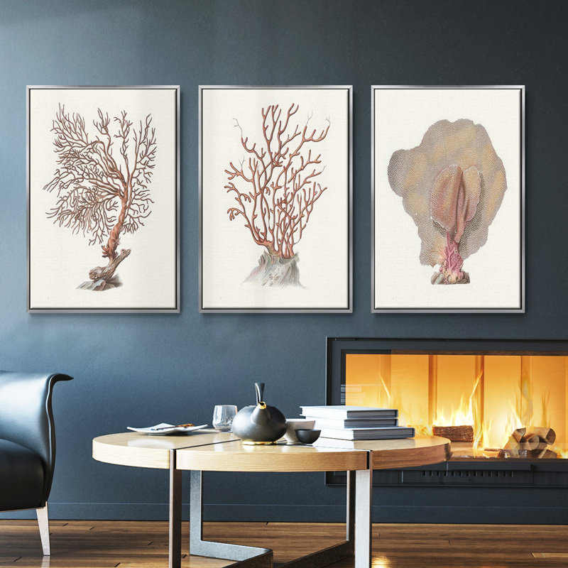 Sandstone Peel I - ensemble de 3 reproductions sur toile, Argent, H 27 po x l 54 po