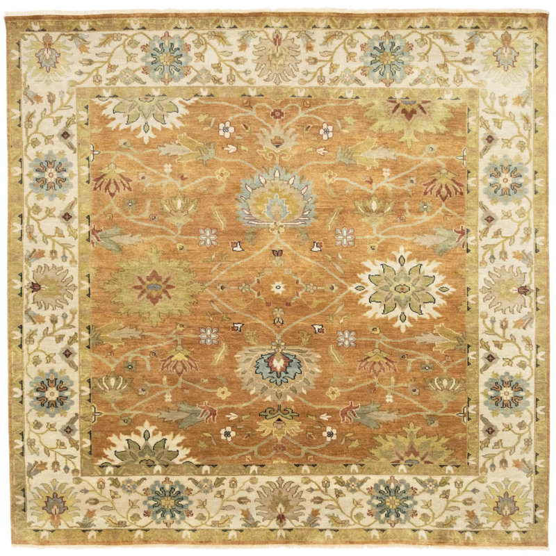 Tapis carré rouille Osh Chobi, Orange rouillé, Carré 8 pi