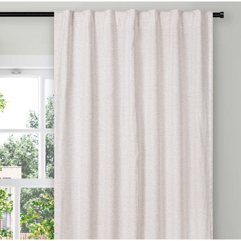 Farmhouse Curtains Flax Linen 50x84 Natural Tab Top Style, 50" W x 84" L