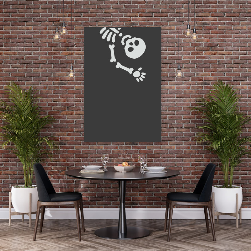 Affiche murale abstraite minimaliste représentant un squelette mignon qui jette un coup d'œil, 60" H x 40" W