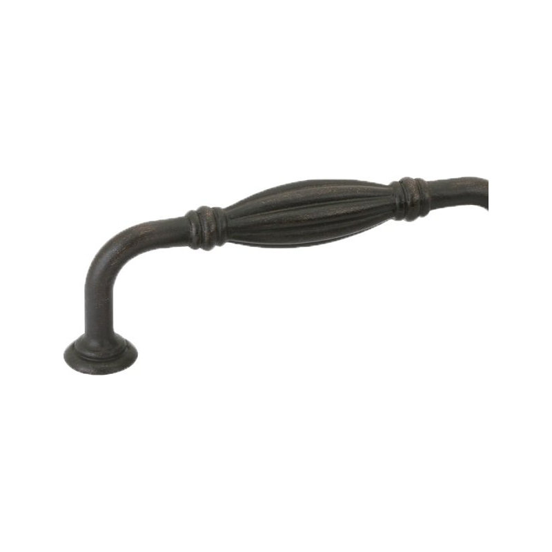 Tuscany Fluted Fixed 6" Center to Center Arch Pull, Flat Black Bronze Patina, 3.5