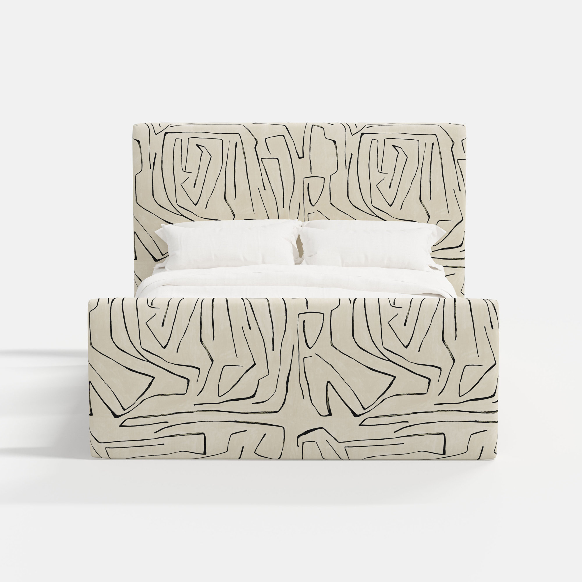 Upholstered Bed, Queen, Graffito Linen Onyx