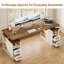 Bureau debout à hauteur ajustable Marina de 63 pouces, poste de travail d'ordinateur de ferme avec tiroirs et tablettes de rangement, blanc noyer