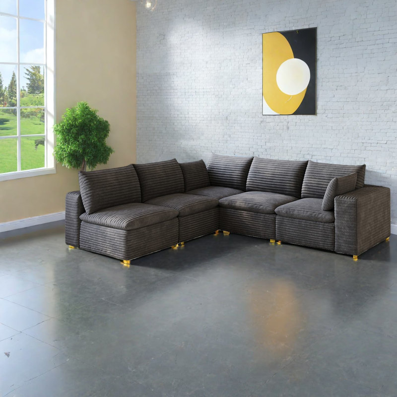 Canapés de nuage de compression, grand canapé moderne modulaire en velours côtelé pour la maison
