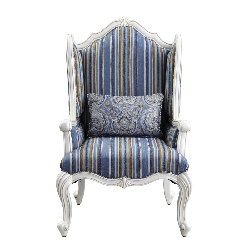 Chaise en tissu et finition blanche avec coussin