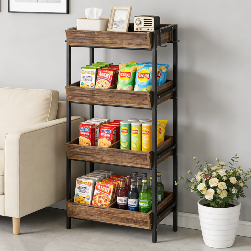 Organisateur de rangement de cuisine à 4 niveaux, support à légumes, support à collation