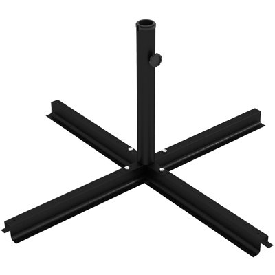Porte-parapluies de patio avec stabilité accrue, base croisée extérieure de couleur noire et conception fonctionnelle