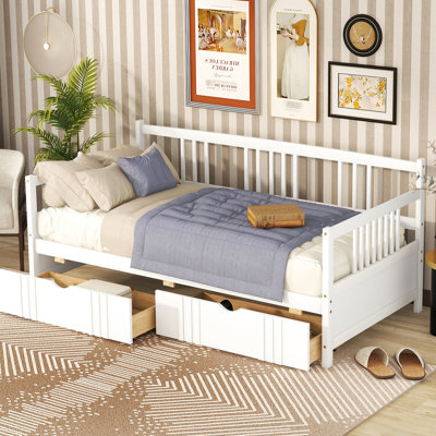 Twin Size Daybed With Two Drawers - Made Solid Wood For Long-Lasting Performance In White Adds A Touch Of Style To Your Room