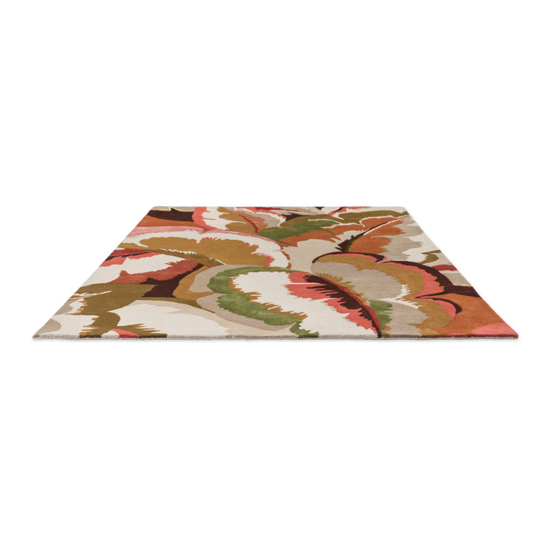Calathea Hand Tufted Wool/Rayon/Viscose Abstract Area Rug in Amber/Brazillian Rosewood, Rectangle 5'7" x 7'10"
