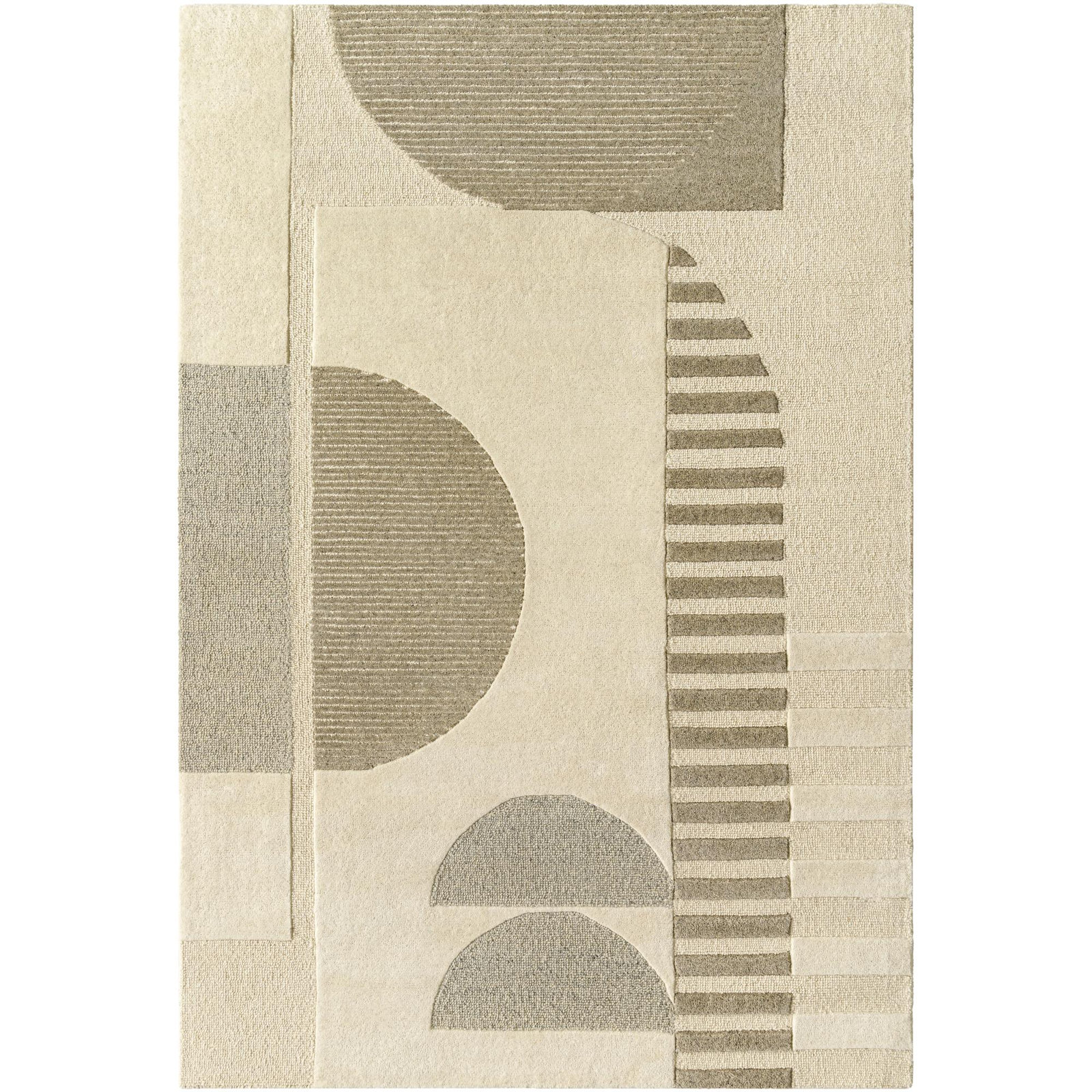 Hand-Woven Geometric Cream Rug, Rectangle 8' x 10'