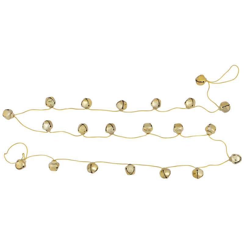 Shiny Metal Jingle Bells Christmas Garland - 7.5' - Green, Gold