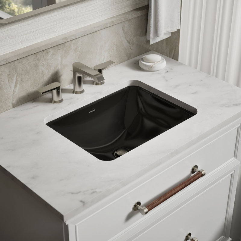 Caxton™ Kohler Rectangle 20-1/4" Undermount Bathroom Sink with Overflow, Almond