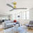 52 Inch Indoor Ceiling Fan Without Light 3 Solid Wood Blades Remote Control Reversible Dc Motor