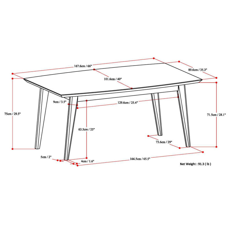 Mid-Century Modern Oak Wood Rectangular Dining Table for Six
