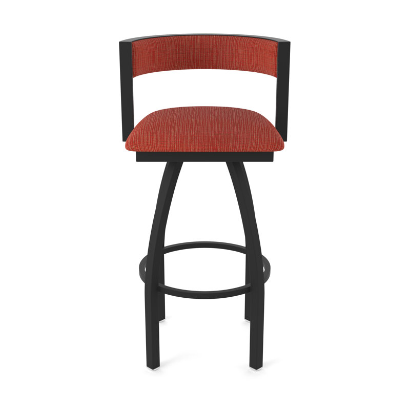 Tabouret Artémis, Noir froissé, Tabouret de bar (siège d'une hauteur de 30 po), Tissu - graphite coquelicot
