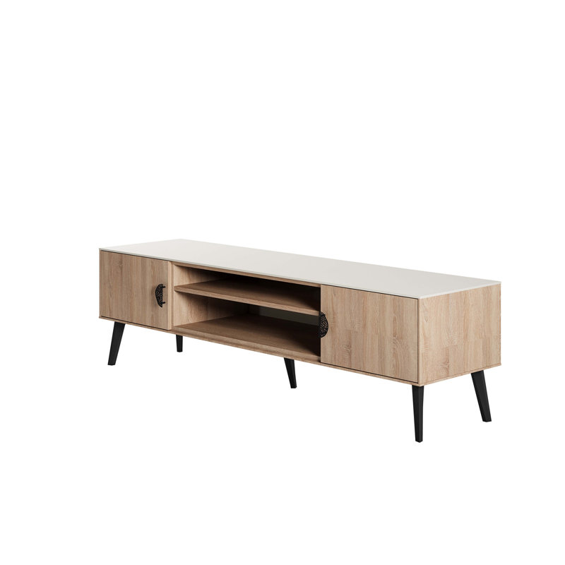 Meuble télé Haley 70,9 po Mid-Century, Naturel / chair