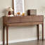 Console à trois tiroirs en bois massif brun cannelé-316299755