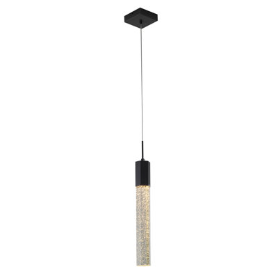 Modern 1 Light Black Crystal Pendant