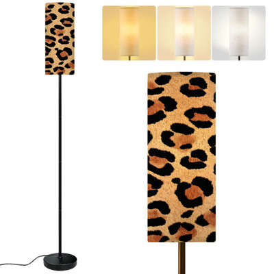  68.5" Standing Floor Lamp Leopard seamless Leopard spots Fashion Dimmable Metal Pole Lamp with Linen Lampshade LED Bulb Included
