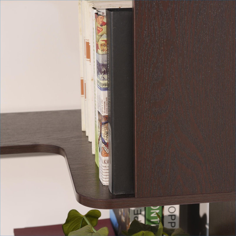 Bibliothèque de coin pour le bureau à domicile, armoire de rangement ouverte de 90 cm en MDF rouge classique