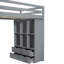 Lit mezzanine gris avec un vaste inventaire de grandes tablettes, bureau fonctionnel, éclairage à DEL - taille élégante et sécuritaire dans une réserve abondante et bureau pratique-606756034-606756032
