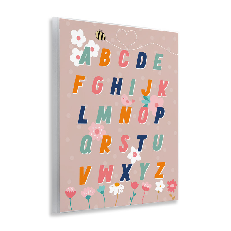 "Alphabet with Florals", art mural sur bois par Daniela Santiago