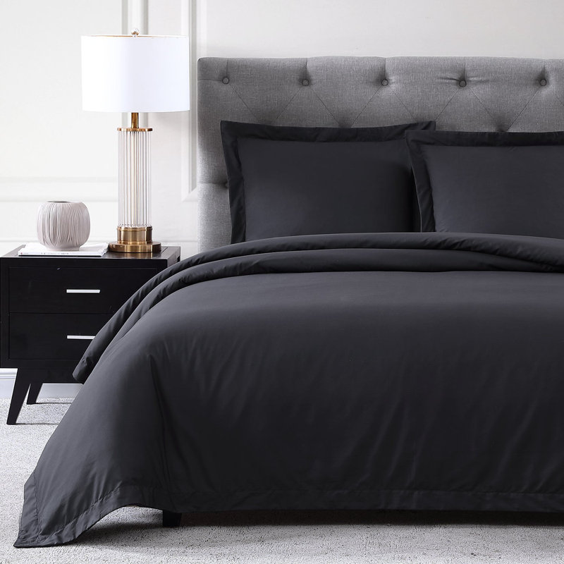 Ultra Percale Duvet Cover Set, Carbon, Queen + 2 Standard Pillow Shams