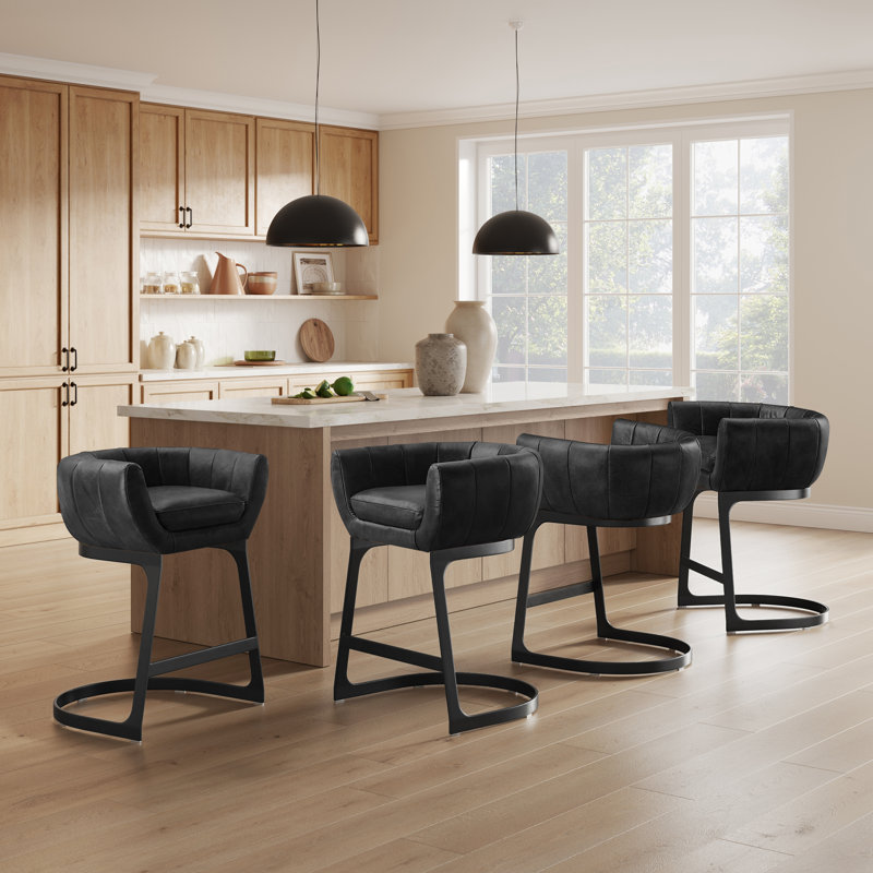 Upholstered Counter Stool, Black