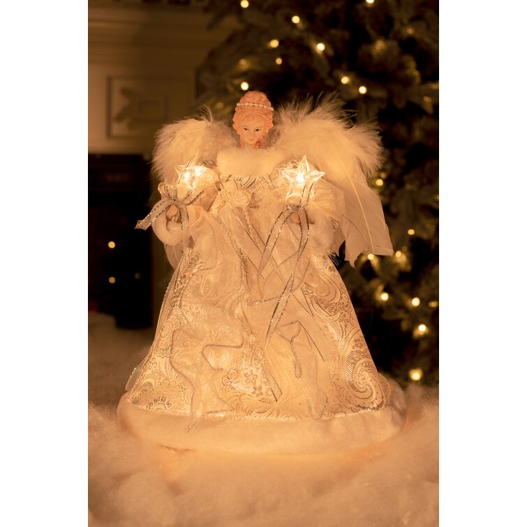 White Christmas Angel Tree Topper with LED LightsWhite